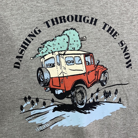 Old Navy “Dashing Through The Snow” Heather Gray Tee Shirt - Picture 6 of 16